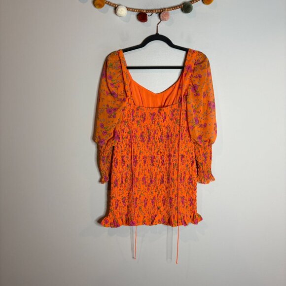 For Love & Lemons Peony Floral Smocked Mini Dress - Picture 4 of 6